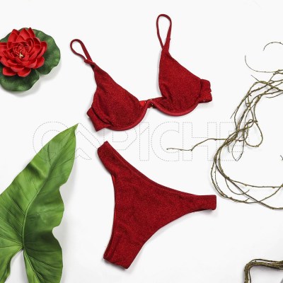 Conjunto Bikini Babado Rojo