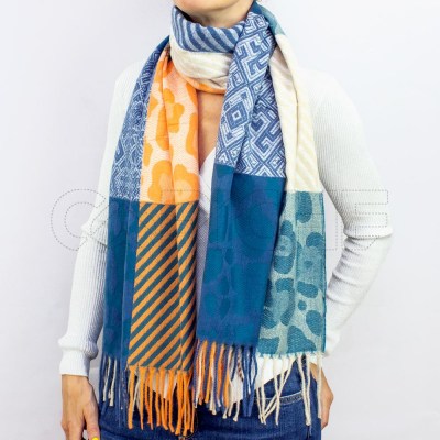 Bufanda Safari Azul y Amarilla
