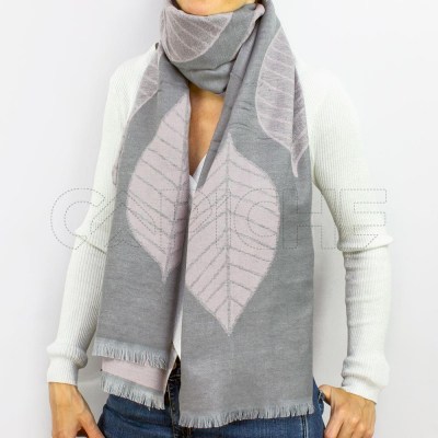 Bufanda Hoja Gris Rosado