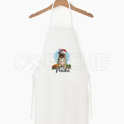 Delantal Pug Navideño Personalizable