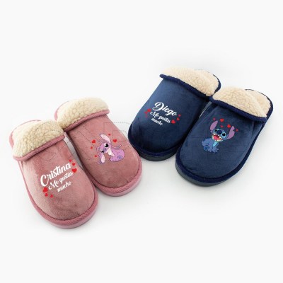 Pantufla Personalizada Stitch & Angel Me gustas mucho