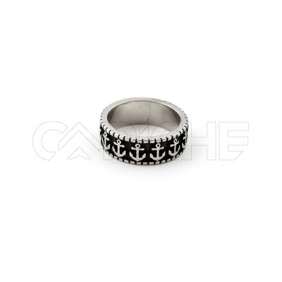 Anillo de acero Masculino Ancla