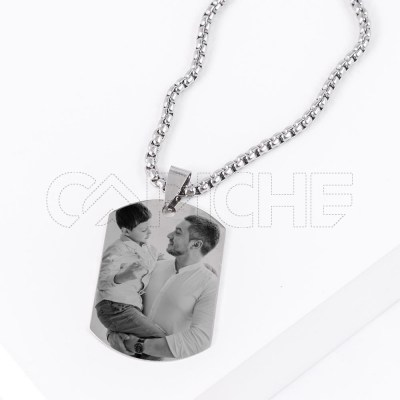 Collar em acero masculino com Foto