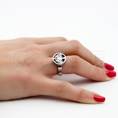 Anillo en acero Árbol