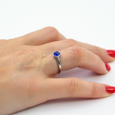 Anillo de acero Brillo azul