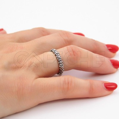 Anillo en acero Flor