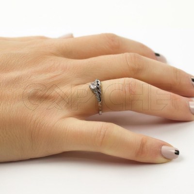 Anillo en acero Princesa