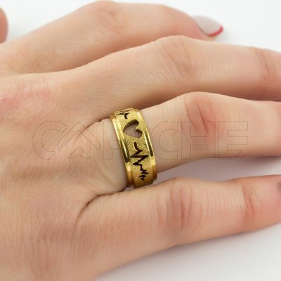 Anillo en acero Cardio Dorado