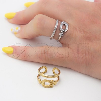 Anillo Ajustable en acero Herradura