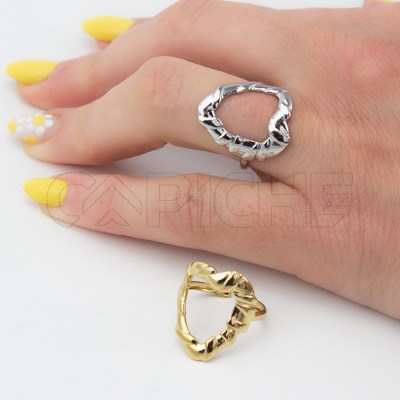 Anillo Ajustable en acero Corazón