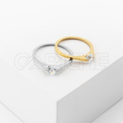 Anillo en acero Solitário