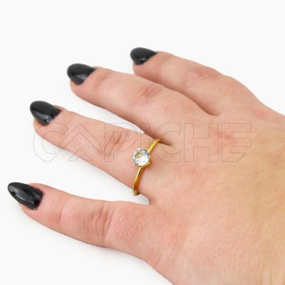 Anillo em acero Solitário Dorado
