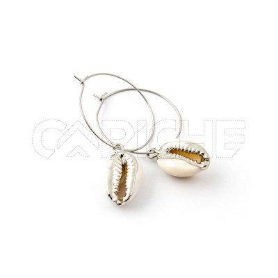 Pendientes en acero Concha
