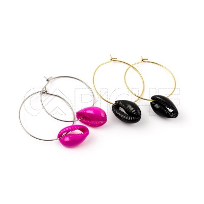 Pendientes en acero Concha