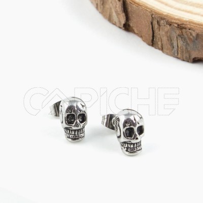 Pendientes en acero Calavera