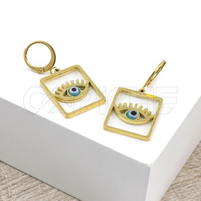Pendientes en acero Ojo Dorado