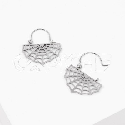 Pendientes en acero Tela de Araña
