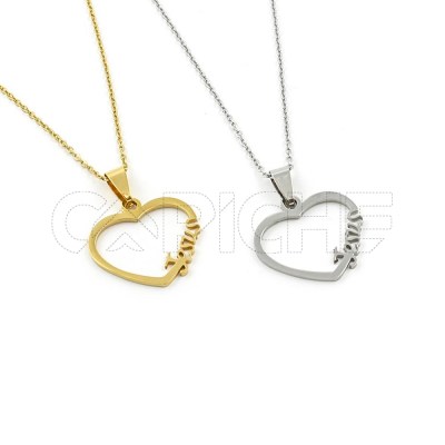 Collar en acero Corazón de Jesús