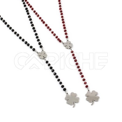 Rosario en acero Trébol