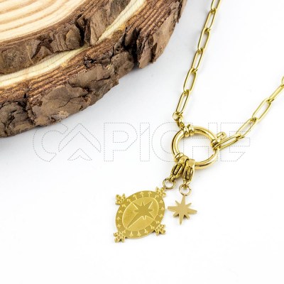 Collar en acero Estrellar Dorado