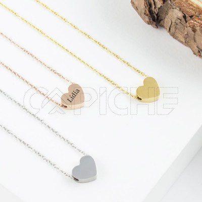 Collar en acero Corazón Grabación