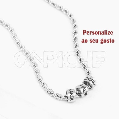 Collar en acero Nombres Entranzada