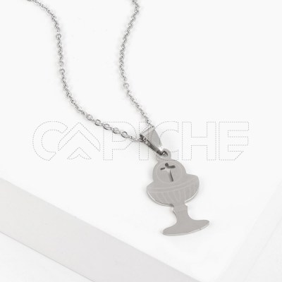 Collar en acero Cáliz Cristo