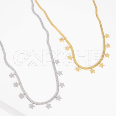 Collar en malla de acero plano Estrellas