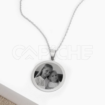 Collar en acero con Foto Lines