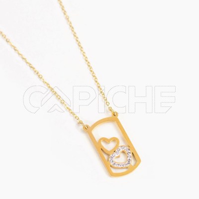 Collar en acero Corazones