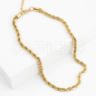 Cadena en acero entrançado Dorado