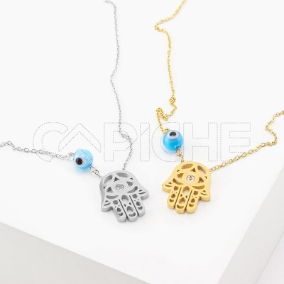 Collar en acero Hamsa Mano de Fátima