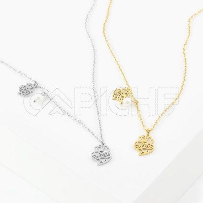 Collar en acero Corazón de Viana