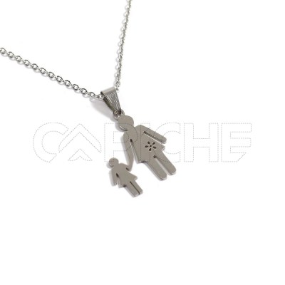 Collar en acero 1F Plateado