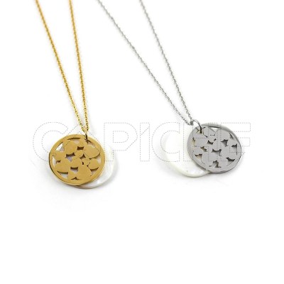 Collar en acero Perla y Corazones