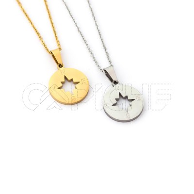 Collar en acero Rosa de los Vientos