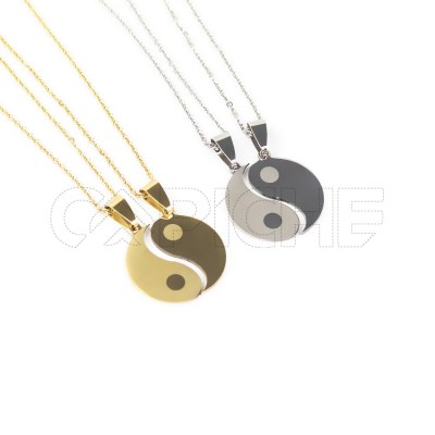 Collar Doble en acero YingYang