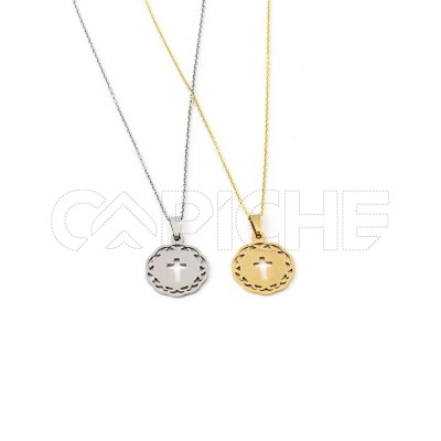 Collar en acero Cruz