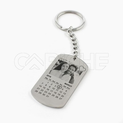 Llavero en acero con Foto y Calendario