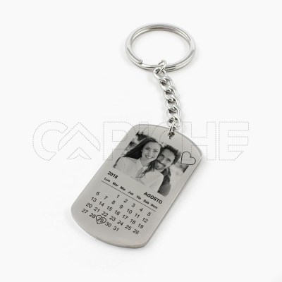 Llavero en acero con Foto y Calendario