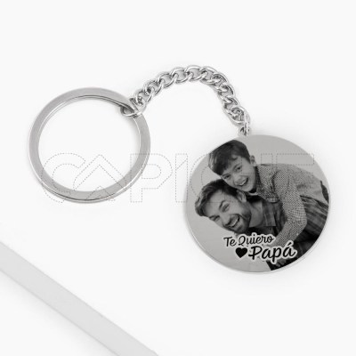 Llavero en acero con Foto Papá