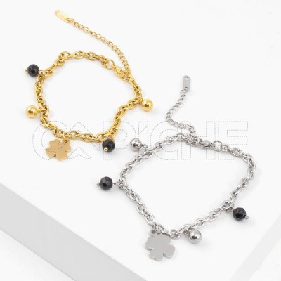 Pulsera en acero Monat Trébol