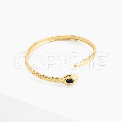 Brazalete en acero Dorado Cobra red