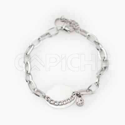 Pulsera em acero Ovalgroove Plateado