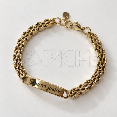 Pulsera em acero Grabación Malha Dorado