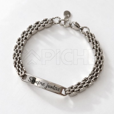 Pulsera em acero Grabación Malha Plateada