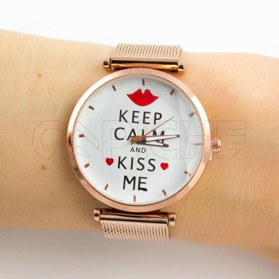 Reloj en acero Keep Calm Rose