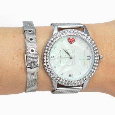 Reloj Amorito con Pulsera Plata
