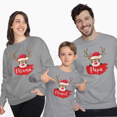 Sudadera sin Capucha Reno Personalizable