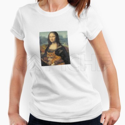 Camiseta Mujer Monalisa Gato